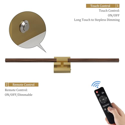 Gold & Walnut Battery Operated Wall Sconce with Remote Control