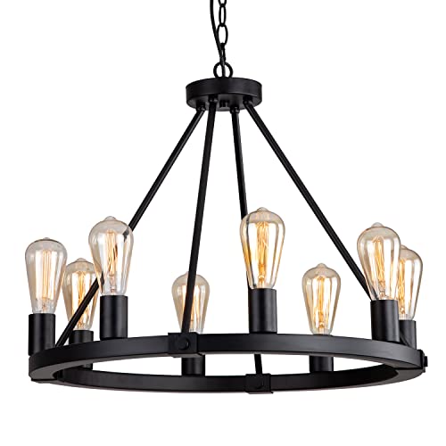 23.6" 8 Lights Wagon Wheel Chandelier