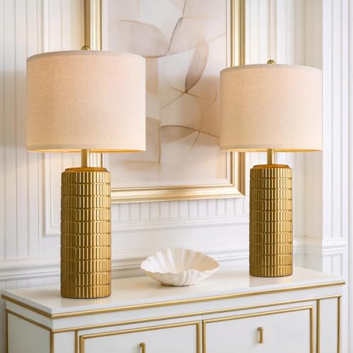 27.5'' Tall Brass Gold Table Lamps Set of 2 for Living Room (2 Count)