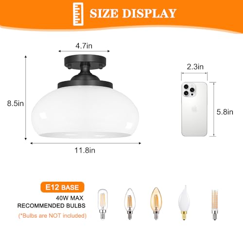 Black Semi Flush Mount Ceiling Light