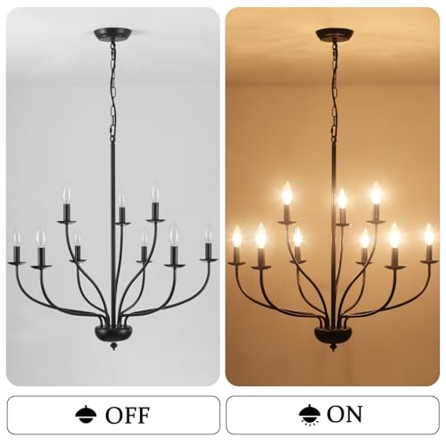 Black Farmhouse Chandelier for Dining Room Light Fixtures 9