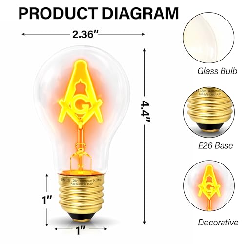 120V Freemason Square & Compass Masonic Light Bulbs (4 Count)