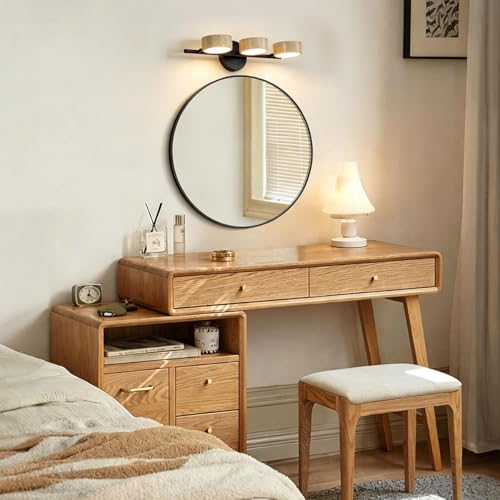 Led Bathroom Lighting Fixtures Over Mirror with 3 Travertine Shades