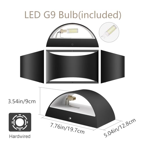 Indoor Black Modern LED Wall Sconce Interior Wall Lights Set of 2 Hardwired Up and Down Wall Mount Light for Living Room Bedroom Hallway Corridor Cool White 6000K (2 Count)
