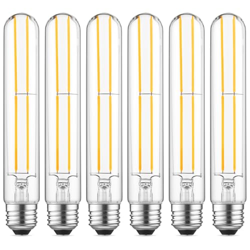 T10 LED Bulb 6W Equal E26 LED Bulb 60 Watt Dimmable Cool White 4000K E26 Edison Bulb AC120V 750lm Tubular Light Bulb T10 for Rustic Pendant (6 Count)