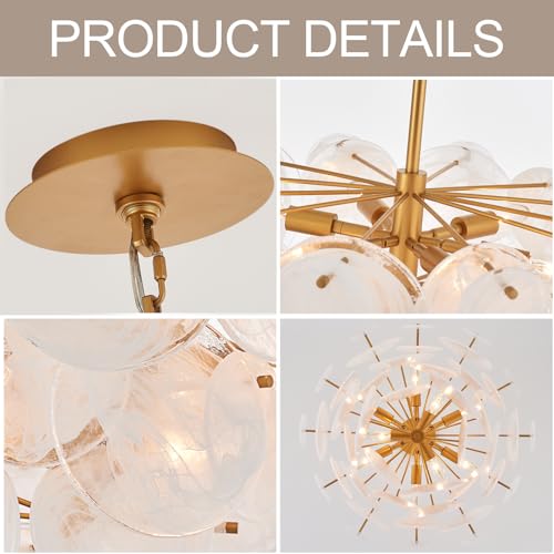 Dia 28 Inch Modern Glass Chandeliers for Bedroom
