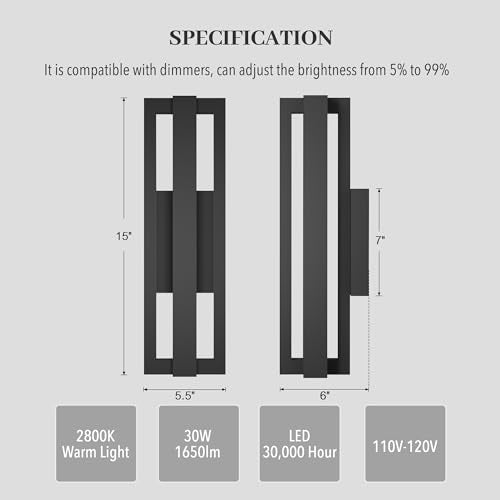 15 Inch Aluminum Modern Outdoor Wall Lights Sconce