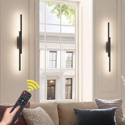 Black Wall Sconces Set of Two Battery Operated Wall Sconces 3000K (2 Count)