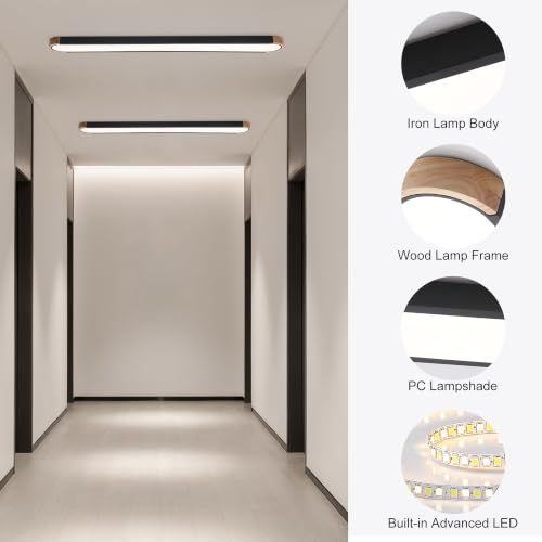 Modern LED Ceiling Light 48 Inch Wood Flush Mount Ceiling Light