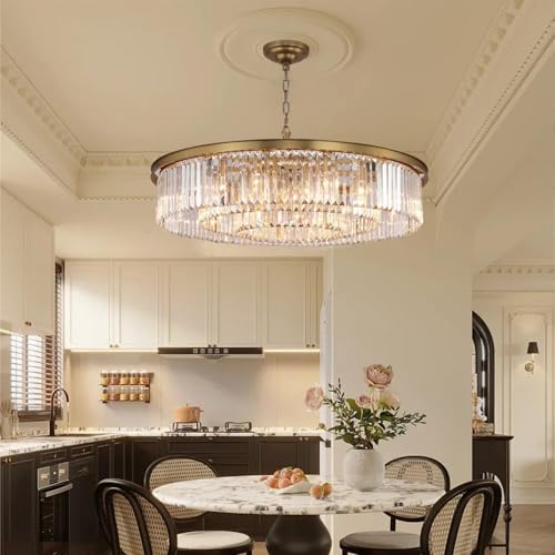 Large Crystal Chandelier Modern Luxury Pendant Ceiling Lights Fixture Antique Gold Chandelier for Dining Room Living Room 12