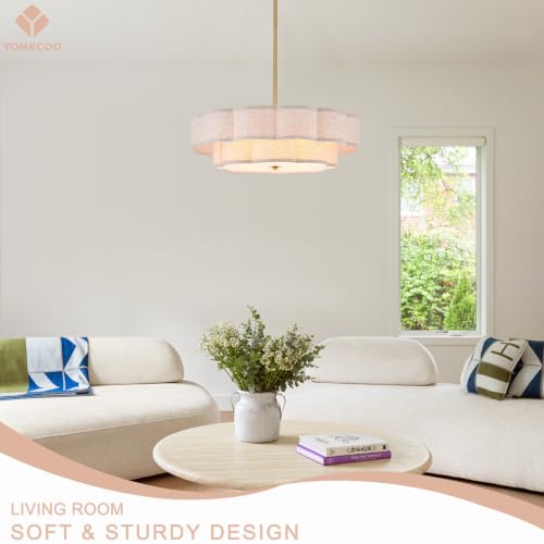 21.65" Linen Drum Chandelier