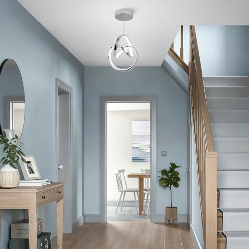 Modern LED Pendant Light Fixtures 4000K Pendant Lights Kitchen Island Lighting Adjustable Height Chrome Hanging Lamp for Dining Room Bedroom Living Room (2 Count)