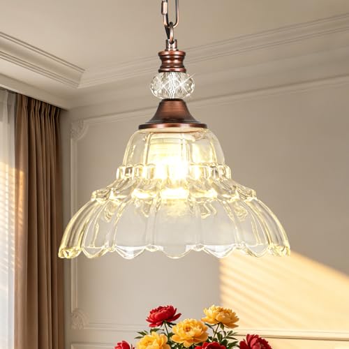 1 Piece Vintage Chandelier in Antique Red Bronze Finish with Flower (1-Light / Antique Red Bronze and Chain Style)