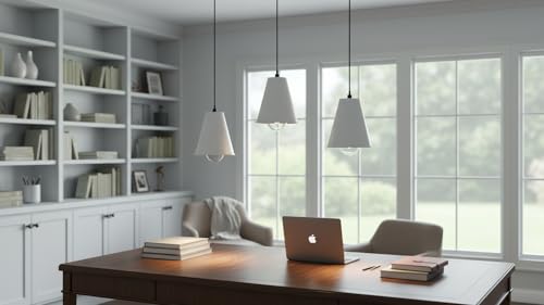 21603-21,Replacement Cone Metal Shade for Pendant Light,Alabaster White,6"W x 6-1/2"H,Center Hole 1-5/8"