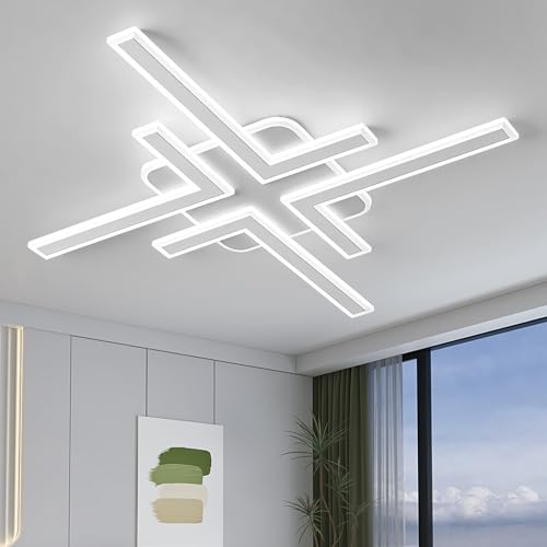 Modern LED Ceiling Lihgt with Remote Control Sputnik Flush Mount Ceiling Light Fixture 3 Color Dimmable White Chandelier for Kitchen Dining Room Living Room Bedroom