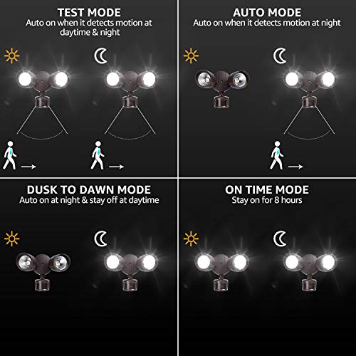 LED Security Light Outdoor Motion Sensor Dusk to Dawn 3000K Bronze