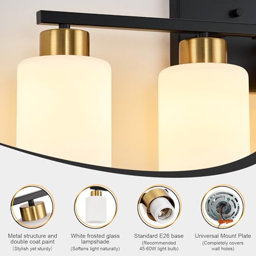 Black and Gold Bathroom Light Fixtures Vanity Lights Over Mirror