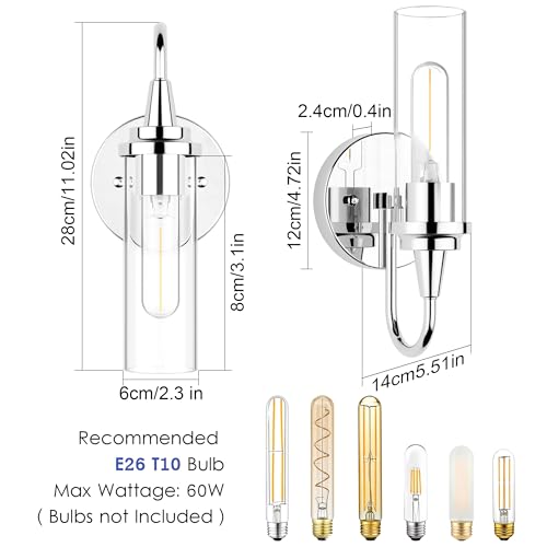Chrome Wall Sconces Set of Two (2 Wall Sconces)