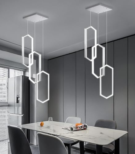 3 Rings Dimmable Pendant Lighting Adjust LED Mini Chandelier Ceiling Light Fixtures for Kitchen Island Dining Room Living Room Bedroom Silver