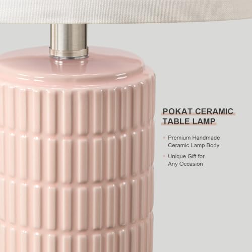21'' Pink Ceramic Table Lamp with Gift Box