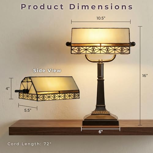 Tiffany Style Bankers Desk Lamp with Stained Glass Shade