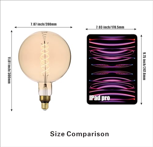 G200 Oversized LED Edison Light Bulb Dimmable 8W 450lm E26 2200K 1PC
