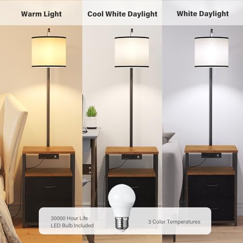 Floor Standing Lamp with Table & 2 Drawers