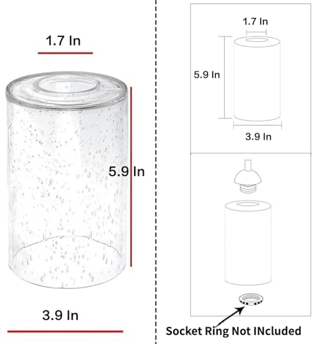 6 Pack Seeded Glass Lamp Shade Replacements (6 Count)