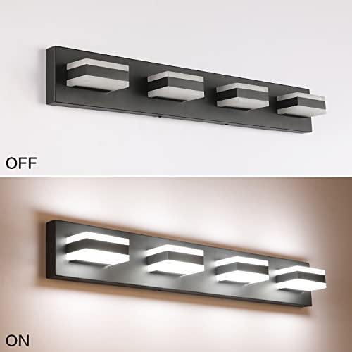 Black Bathroom Light Fixtures 4 Lights Bathroom Vanity Light LED Vanity Lights Matt Black Vanity Lighting ETL Listed