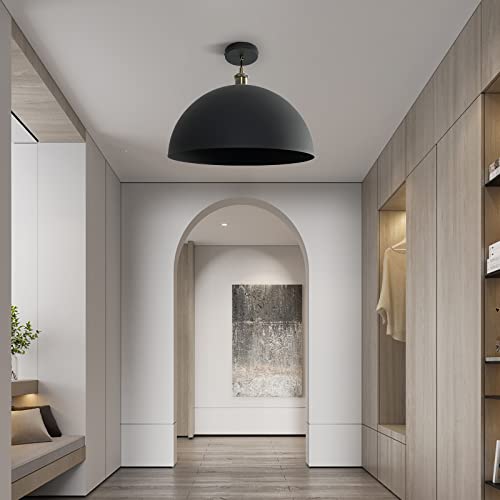 Vintage Black Pendant Light 17.72'' Retro Farmhouse Large Dome Pendant Lamp Modern Industrial Chandelier for Wire length 78.74 '' for Kitchen Island