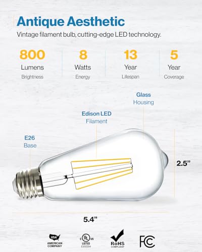 Sunco 24 Pack Edison Bulbs LED ST64 (24 Count)