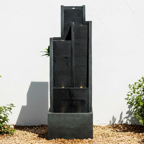 50.7" Tall Outdoor Water Fountain with LED Lights and Pump