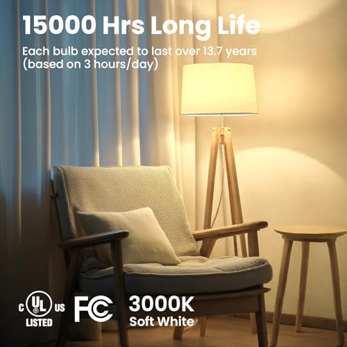 4 Pack A19 LED Light Bulbs 3000K (4 Count)