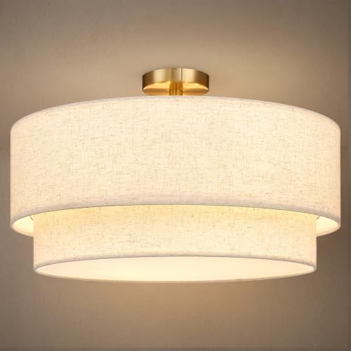 24 Inch Drum Flush Mount Ceiling Light Gold