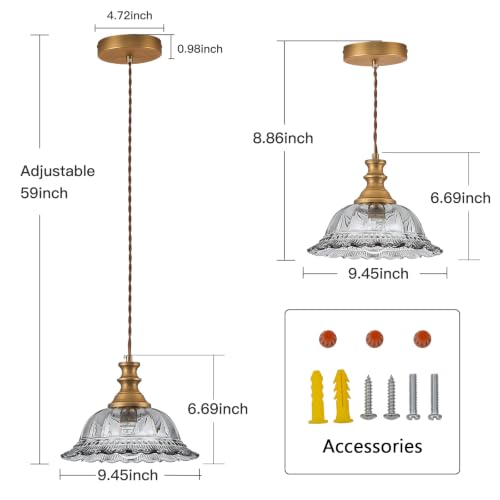 Glass Pendant Lights Modern Pendant Lighting Fixtures Hanging Lamp for Kitchen Island Bedroom Dining Room Coffee Shop Hallway Grey and Brass