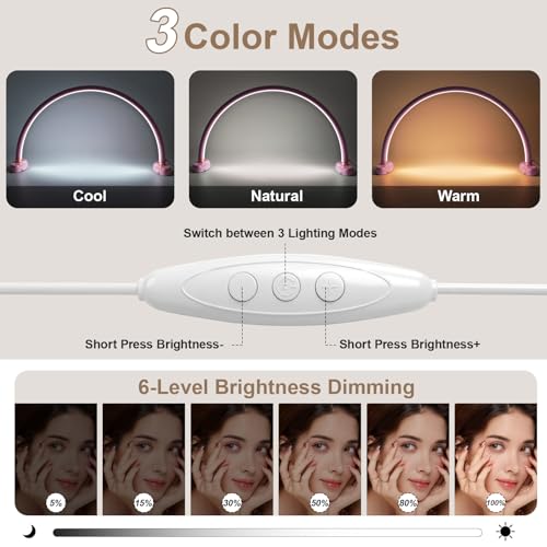 16" Nail Light Half Moon Portable Nail Lamp for Desk No Flicker&Shadow