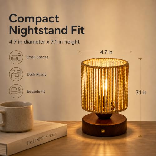 Cordless Rattan Table Lamp