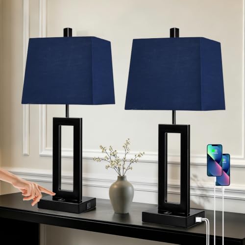 Blue Bedside Table Lamp Set of 2 (2 Count)