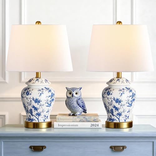 Chinoiserie Ceramic Table Lamps Set of 2 for Living Room (2 Count)