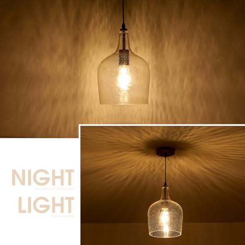 9” Brushed Nickel Seeded Glass Pendant Light Modern 1 Light Single Dome Pendent Lighting Fixtures for Kitchen Island Dining Room Hallway