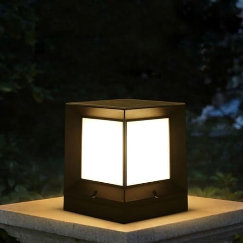 Solar Post Cap Lamp Outdoor Home Courtyard Gate Post Lights Led Waterproof Villa Community Garden Landscape Lighting Remote Control Square Wall Head Pedestal Lamp for
