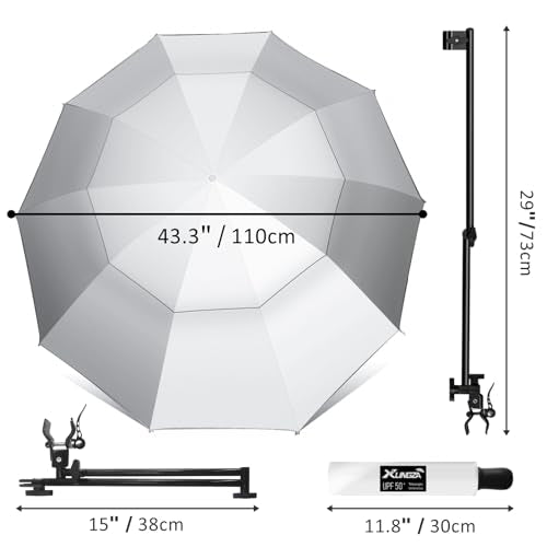 UPF 50+ Beach Umbrella with Adjustable Universal Clamp