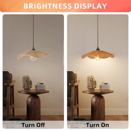 Small Boho Woven Twine Pendant Light Modern Ceiling Hanging Light Handwoven Chandelier for Dining Room Restaurant Bedroom 15.7"