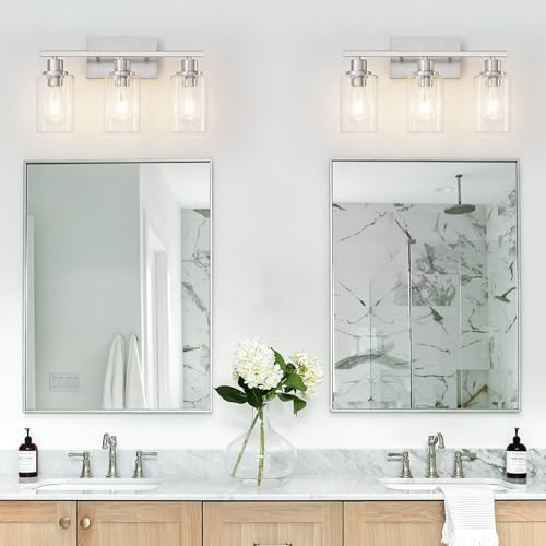3 Light Bathroom Light Fixtures Brushed Nickel Vanity Light Over Mirror Modern Farmhouse Wall Lighting Sconces Wall Lamp for Bathroom