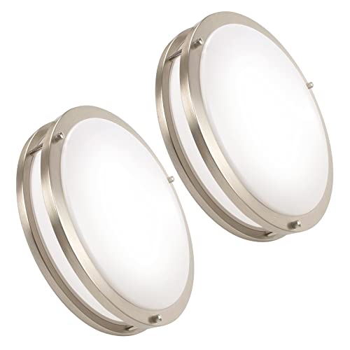 13inch LED Flush Mount Ceiling Light Fixture 5CCT Brushed Nickel (2 Count)