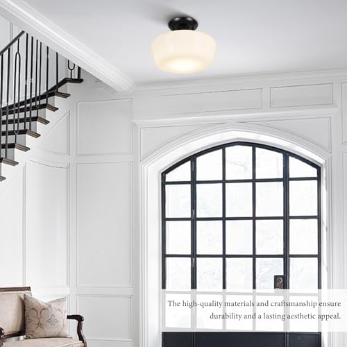 Schoolhouse Style Semi Flush Mount Ceiling Light with Dimmable Bulb Remote Control