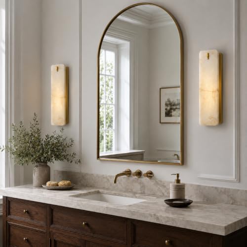 Rectangular Alabaster Wall Sconce 16 Inch