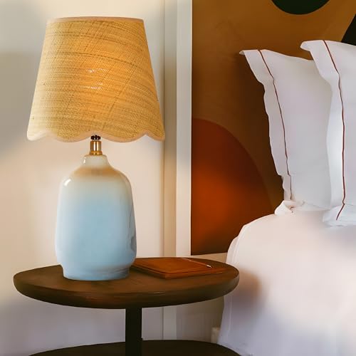 19" Modern Ceramic Table Lamp for Living Room Light Bule Base Desk Lamps for Bedroom Farmhouse Bedside Nightstand Lamp End Table Lamps