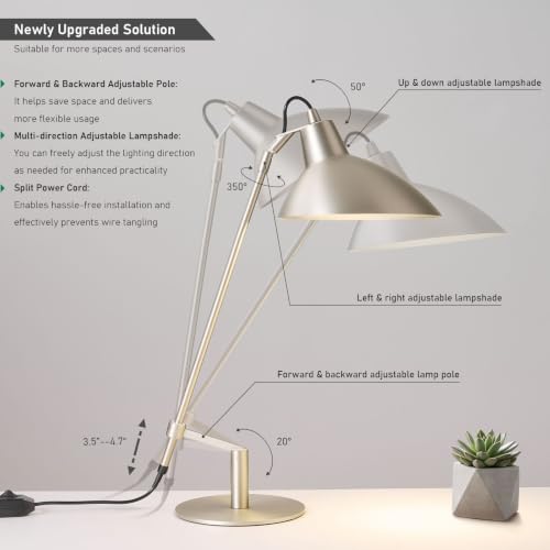 Desk Lamp Modern Industrial 100% Metal Adjustable Table Lamp 24"