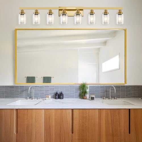 8 Light Gold Vanity Lights Over Mirror Bathroom Light Fixtures 52" (8 Count)